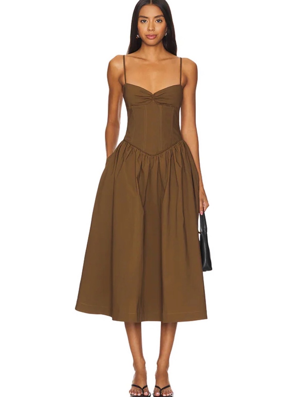 Camila Coelho Brown Corset-Style Midi Dress